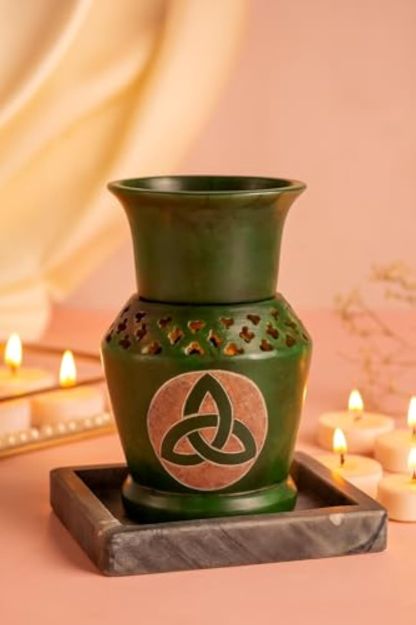 Handmade Soapstone Oil Burner, Artistic Aroma Diffuser for Home & Spa