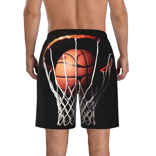 Basketball Men's Swim Trunks Quick Dry Board Shorts with Pockets Casual Drawstring Beach Shorts3