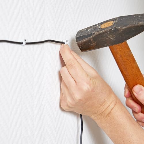 300 Stück Kabelschellen: Kabelhalter mit Nagel für bestes Kabelmanagement – Weiße Indoor & Outdoor Kabelbefestigung Wand – 4 mm, 6 mm, 8 mm, 10 mm Durchmesser – Office Accessoires von LIVAIA