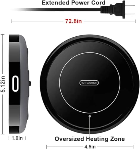 Smart Coffee Warmer, BESTINNKITS Auto On/Off Gravity-Induction Mug Warmer for Office Desk Use, Candle Wax Cup Warmer Heating Plate (Up to 131F/55C) (Black) by BESTINNKITS - Image 6