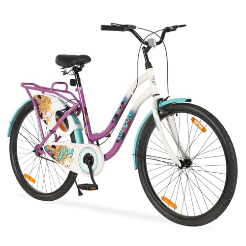 Image of CULTSPORT by Cult Lily Cycle for Girls /Women 26 inch, Bicycle for 13+Years with Steel Frame & Inbuilt Carrier I 85% Assembled with Rigid Fork, Frame Size :15 inch, Womens, Purple