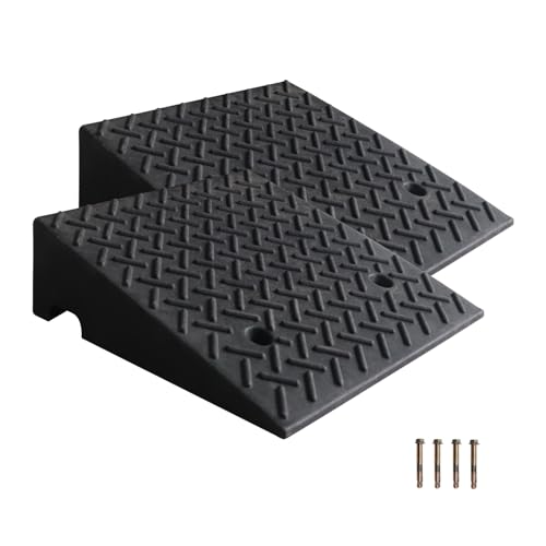 Curb Ramp 7.5 inch Rise Curb Ramps for Sidewalks Rubber 2 Pcs Driveway Ramps for Low Cars Curb Ramps for Driveway,Shed,Wheelchair 7000lbs Powersport Loading 19.68" L*19.68" W