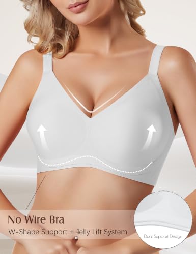 Womens Jelly Bras Wireless Deep V Bralette Comfy Push Up Tshirt Bras - image 2