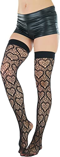Image of ToBeInStyle Women's Cute Romantic Love Heart Print Thigh High Stockings