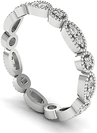 GNG 10k or 14K White Gold Art Deco Diamond Eternity Anniversary Ring Band, (1/4 cttw)
