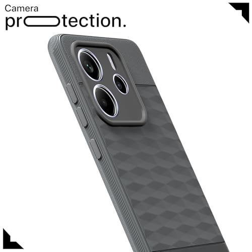 Image of Pikkme Back Cover for Redmi Note 14 5G Camera Protection 3D Hexa Cube Design Silicone Protective Bumper Case (Grey)