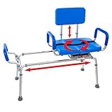 Carousel Sliding Transfer Bench with Swivel Seat-BARIATRIC 600LB Capacity. Premium Padded Bath and...