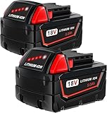 Worthmah 2 Pack 5.0Ah 18V Replacement Batteries for Milwaukee M18 Battery 48-11-1850 48-11-1860, Compatible with All Milwaukee 18v Tools