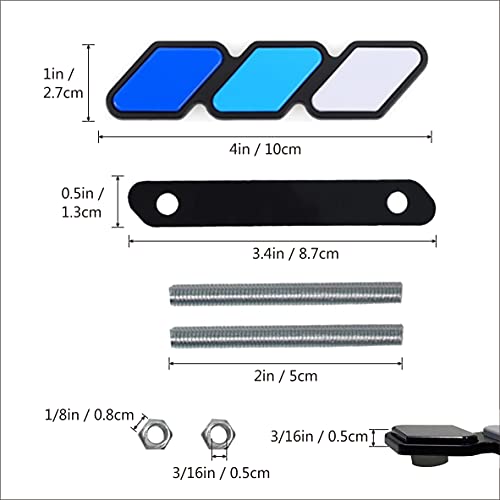 Image of Tri-Color Grille Badge Emblem Decoration Accessories Car Truck Label Compatible for Tacoma 4Runner Tundra Sequoia Rav4 Highlander (Dark Blue /Sky Blue /White)