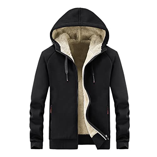 Veste polaire décontractée à capuche pour homme Vogrtcc contre le froid veste noire XS ample