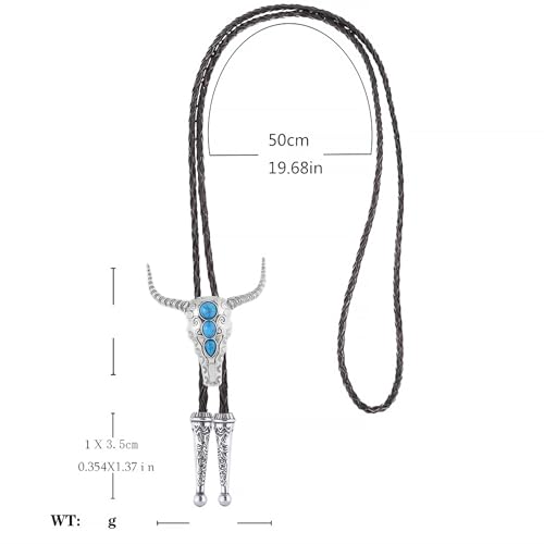 Image of GelConnie Longhorn Bull Bolo Tie for Men Native American Western Cowboy Leather Necktie Bolo Necklace for Women Gold Texas