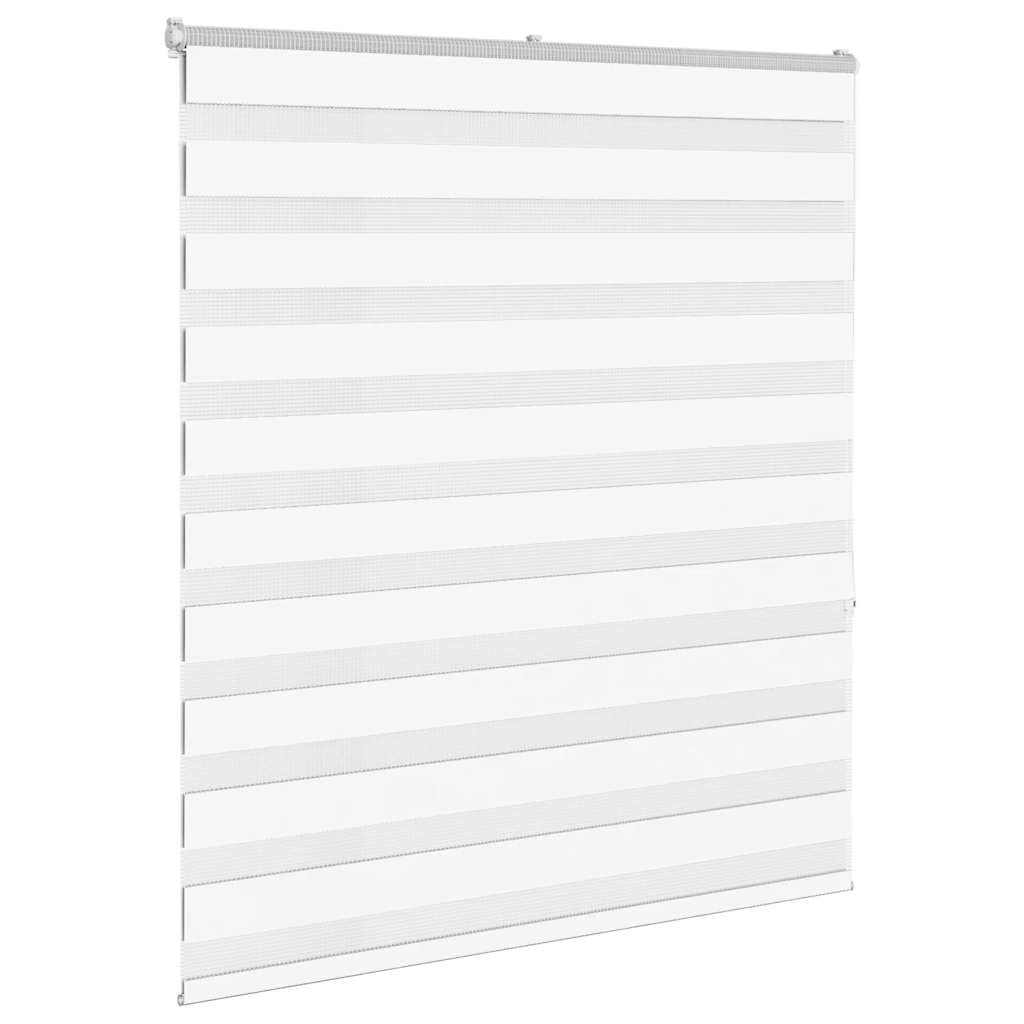 Store Enrouleur Jour Nuit Blanc 125 x 150 cm, Store Zébré en Polyester pour Fenêtre, Montage avec ou sans Perçage, Rideau Tamisant pour Salon et Chambre, Tissu 120,9 cm