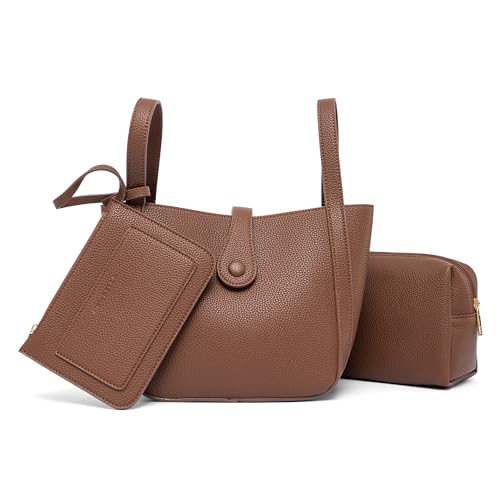 Image of NEWBELLA Women's Bucket Bag - Square Top Handle Satchel with Crossbody Strap, Shoulder Bag for Work & Daily Commute