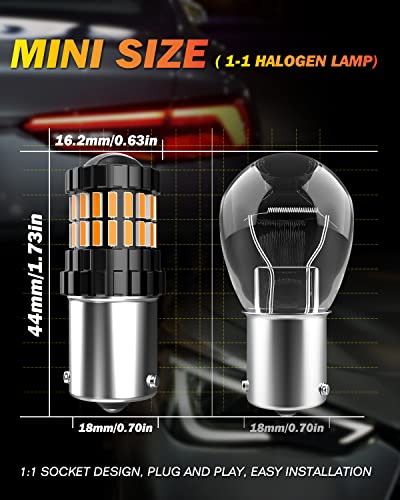 Oushi Bau15S Led Turn Signal Light Bulbs, Canbus Amber Yellow 300% Brightness 2600Lm, Py21W 7507 1156 1156Py Led Bulb With Projector Replacement For Backup Tail Brake Reverse Lights, Pack Of 2 #TOP4