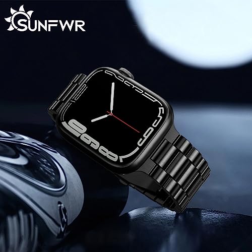 Sunfwr Compatible With Apple Watch Band 45Mm 44Mm 42Mm For Men Women, Stainless Steel Metal Iwatch Band With Case For Apple Watch Series 8/7/6/5/4/3/2/1/Se/Se2 (Black, 42Mm/44Mm/45Mm) #TOP2