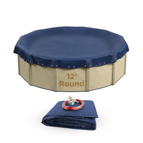 Buffalo Blizzard Deluxe Plus 12 ft Round Winter Pool Cover | Blue/Black Heavy Duty Cover for Closing Above Ground Swimming Pools | Easy to Install | Cold & UV Resistant | Shields from Seasonal Debris