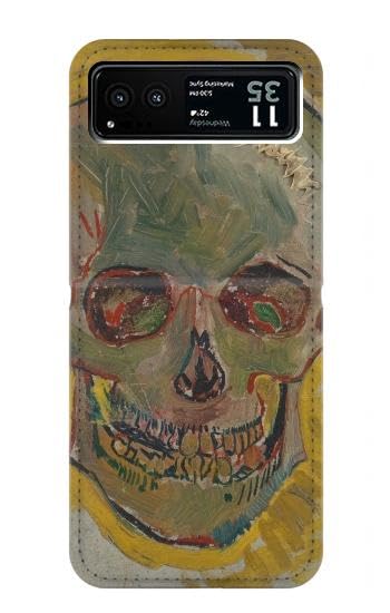 Etui Motorola Razr 40 cuir style Van Gogh Skull housse pour le quotidien