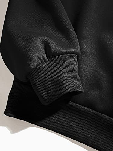 Cozyease Women's Letter Graphic Print Crewneck Sweatshirt Casual Long Sleeve Drop Shoulder Pullover Tops Plus Size Black 1Xl #TOP4