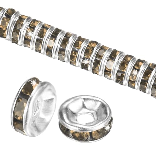 M METERXITY 200-Pack Rondelle Spacer Beads, 0.24 Inch/6mm Czech Crystal Rhinestone Loose Beads for Jewelry Making/Necklace/Bracelet [Yellow]