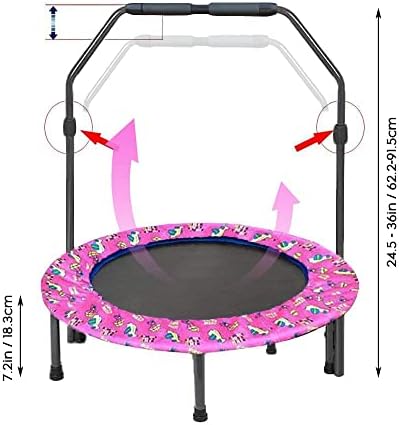 36'' Trampoline for Kids Mini Trampoline with Adjustable Handle and Safety Padded Cover Foldable Toddler Trampoline Indoor & Outdoor Rebounder Trampoline for Kids Play and Exercise 2 41bUt1bY CL. AC