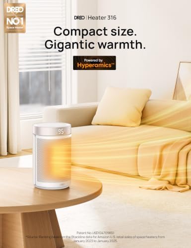 DREO Space Heater, Portable Electric Heaters for Indoor Use with Thermostat and Remote, 2024 Upgraded, Digital Display, 12H Timer, 5 Mode, 1500W PTC Ceramic Fast Safety Heat for Office Bedroom Home - 1