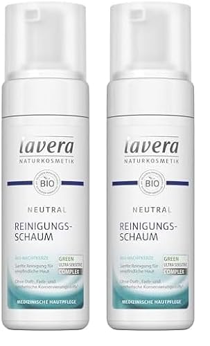 lavera Neutral Reinigungsschaum - Bio Nachtkerze - Sanfte Gesichtsreinigung - empfindliche Haut - Neurodermitis - Medizinische Hautpflege - vegan - Bio Pflanzenwirkstoffe - Naturkosmetik - 150 ml