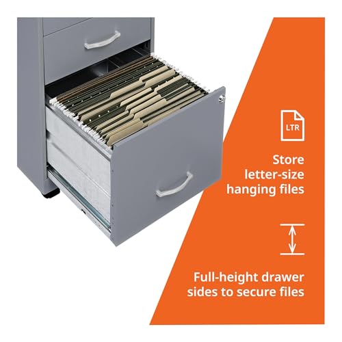 NuSparc Mobile 3 Drawer Locking Pedestal File Cabinet | Pre-Assembled Steel Construction | Perfect for Small and Home Office | Letter-Size | Assembled in USA - Thumbnail 5