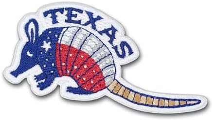 Cute Armadillo Texas Embroidered Patch – Lone Star Flag Iron-On Badge for Clothes, Backpacks, Hats, Jackets – Gift from El Paso, Houston, Dallas, San Antonio TX Souvenir Patch – 3"x3"