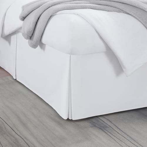King Bed Skirt, Luxury 14 Inch Drop White Pleated Bed Skirt, Double Brushed Microfiber, Box Pleat Design, Wrinkle & Fade Resistant, Easy Fit Tailored Bedskirt for King Size Beds by MD Home Decore - Used condition - US$16.07