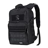 MGFLASHFORCE Molle Military Tactical Backpack for Men, 30L Daypack Army Rucksack Pack, Bug Out Bag, 15.6' Laptop Compartment (Black)