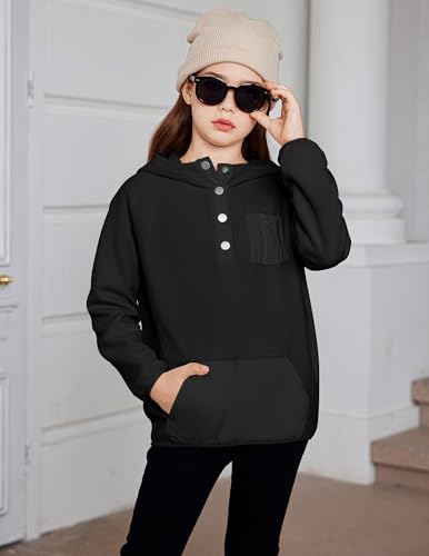 Arshiner Moletom com capuz de lã de lã de ovelha colorblock para meninas adolescentes, casaco de bot