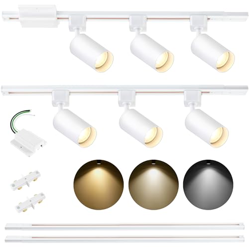 Adtixili 6-Light LED Track Lighting Kit, Black, 6.6FT Rail
