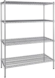 21" x 48" NSF Chrome 4-Shelf Kit with 64" Posts, Heavy Duty Storage Shelving, Wire Shelving Kit, NSF Commercial Storage Rack Unit