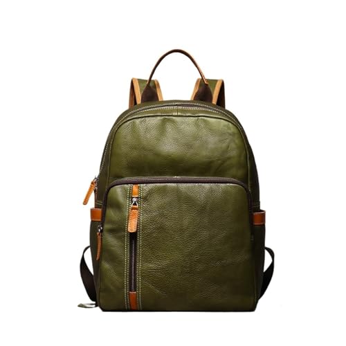 Vintage Leather Mens Backpack Cowhide Travel Backpack For Men(Green)