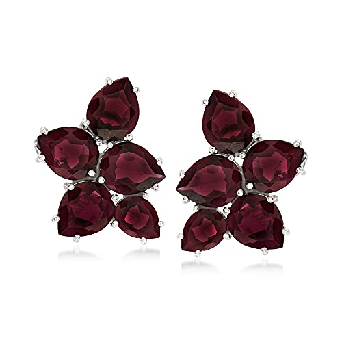 Ross-Simons 18.10 ct. t.w. Garnet Cluster Earrings in Sterling Silver