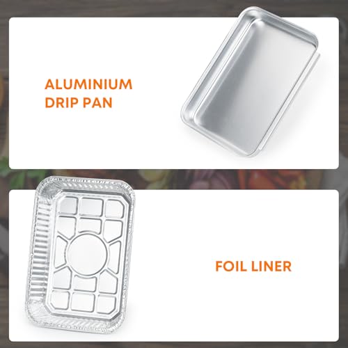onlyfire Tropfschale, Aluschalen mit 15 Stück Einweg Grilltropfschalen, 21,9 × 15,4 × 3,1 cm, Aluschalen Grill für Weber Spirit 220/320/330 Serie und Genesis II 300 Serie Gasgrills