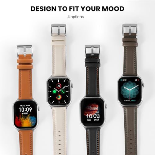 Image of Soft Genuine Leather Band for Apple Watch 49mm 46mm 45mm 44mm 42mm 38mm- Women /Men Vintage Retro Replacement Wristband Strap with Metal Buckle for iWatch Ultra 3 /2 /SE /Series 11 /10 /9 /8 /7 /6 /5 /4 /3 /2 /1