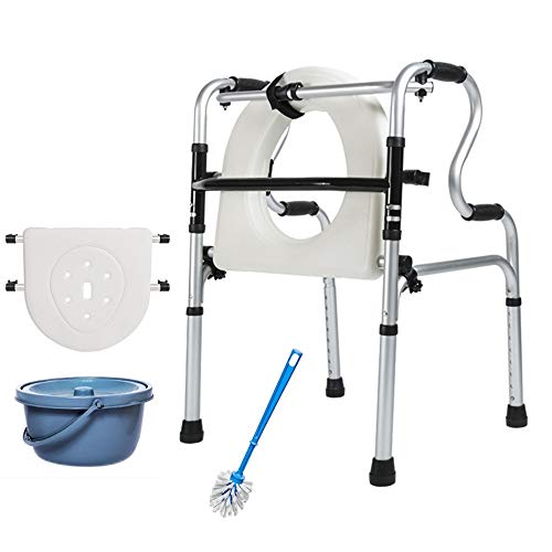 HSWOYEA Rollator Walker Telaio da Passeggio Leggero, deambulatore Pieghevole Altezza Regolabile per Adulti Deambulatore da Viaggio per Anziani con vasino Staccabile e Bidet (Colore: Senza Ruote)