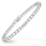 NYC Sterling 14K Gold Plated Tennis Bracelet for Women - 3mm Elegant Cubic Zirconia Bracelet 6.5'-7.5' - Versatile Jewelry for Women, Professional and Social Wear (White Gold)