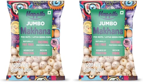 Image of Happilo Premium Jumbo Fox Nuts (Phool Makhana) 100g | Lotus Seeds, Gorgon Nuts, Puffed Kernels, Hand-Picked (Pack of 2)