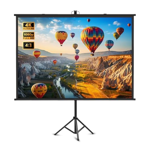 Schermo per Film da Interno ed Esterno da 60, 72, 84 con treppiede, Schermo di proiezione 4:3 16:9 da Parete 4K per Home Theater in Giardino (60 (4:3))
