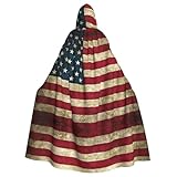 JIPOFD American Flag Unisex Adult Hooded Cloak Long Halloween Christmas Must Have Magician Cloak Party