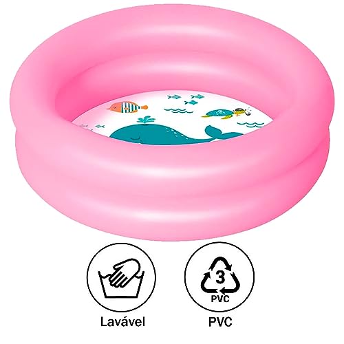 Banheira Piscina Inflável 28L Rosa (+2) - Mor