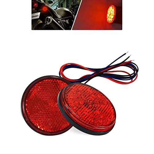 JinXiu 2 pièces général moto camion LED réflecteur de frein réflecteur feu arrière clignotant côté lumière (Rouge) Cover