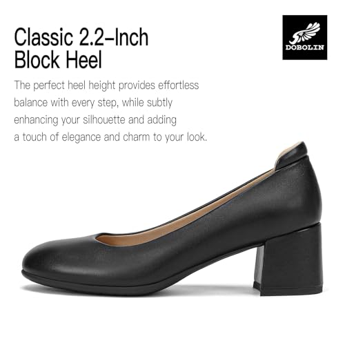 Arch Support Heels for Women Comfortable Pumps Closed Round Toe Dress Shoes 2.2-Inch Low Heels Office Work Flight Attendant Shoes4