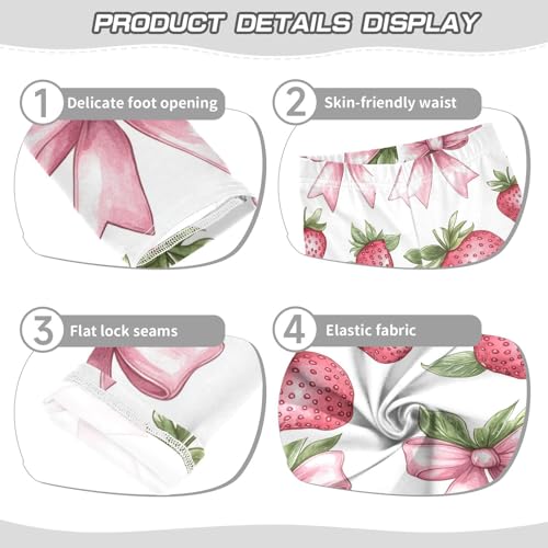 Boccsty Pink Bow and Strawberry Leaves Girls Leggings Kids Yoga Pants Dance Active Tights 4T3