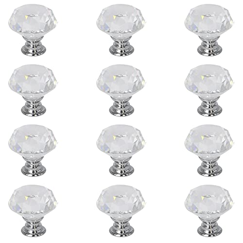 Pomelli a forma di diamante, in vetro trasparente