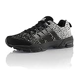 Fusskleidung® Damen Herren Laufschuhe atmungsaktive Runners leichte Sportschuhe Schwarz Grau EU 37