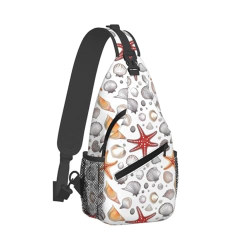 Mochila crossbody con estampado de estrella de mar para senderismo miniatura 2