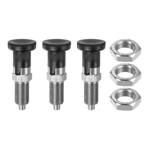 HARFINGTON 3pcs Push Fit Ball Nose Spring Plunger M16x1.5 Thread Length 8mm Pin Dia Stainless Steel Self-Locking Plunger Retractable Index Plunger for Industrial Equipment